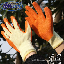 NMSAFETY 10g Polycotton gestrickte Orange Latex Gummihand Handschuhe feste Griff Arbeitshandschuhe